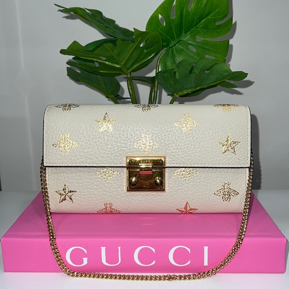 Gucci Padlock Bee Star Leather Wallet Clutch - Picture 1 of 13